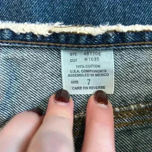 Mudd Blue Vintage Denim Frayed Waist Flared Jeans Mid Rise Cotton Size 7 Junior - Picture 6 of 6